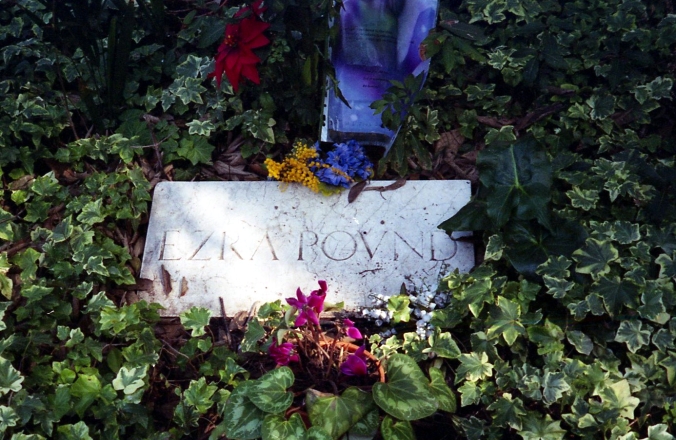 Picture of Ezra Pound's grave at Isola di San Michele in Venice, Italy