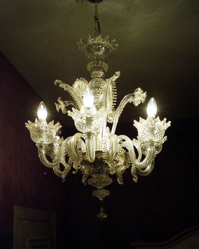 Picture of glass chandelier made in Murano, Italy